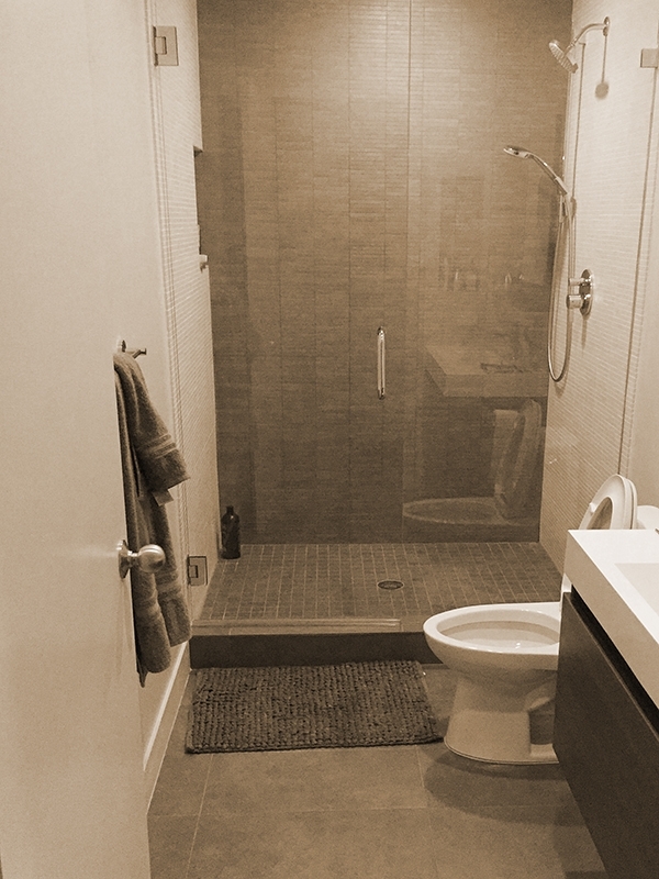 Modern shower with porcelain mosaic tile Modern shower with porcelain mosaic tile