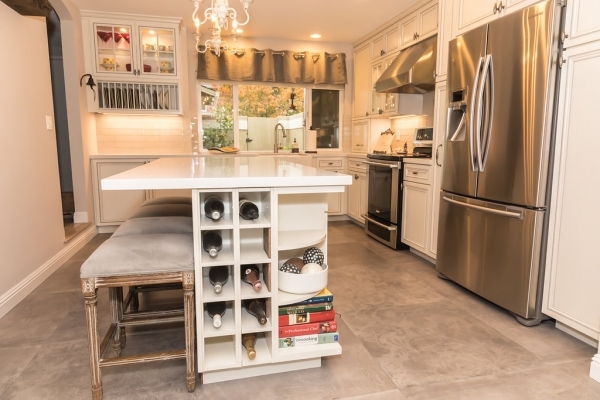 French country style kitchen with porcelain tile floors French country style kitchen with porcelain tile floors